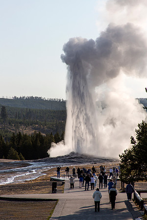Old Faithful Geyser as seen for Old Faithful Inn Balcony