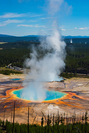 Grand Prismatic Spring in front of Excelsior Geyser Crater