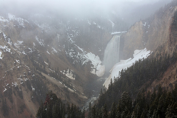 Lower Falls in a light snow