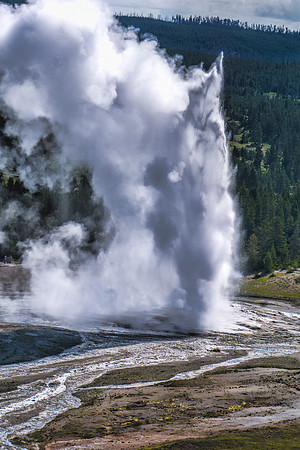 Old Faithful Geyser as viewed from the top of Old Faithful Inn - Upper Geyser Basin YNP
