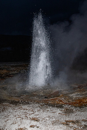 North Goggle Geyser nighttime eruption - Upper Geyser Basin - 2018